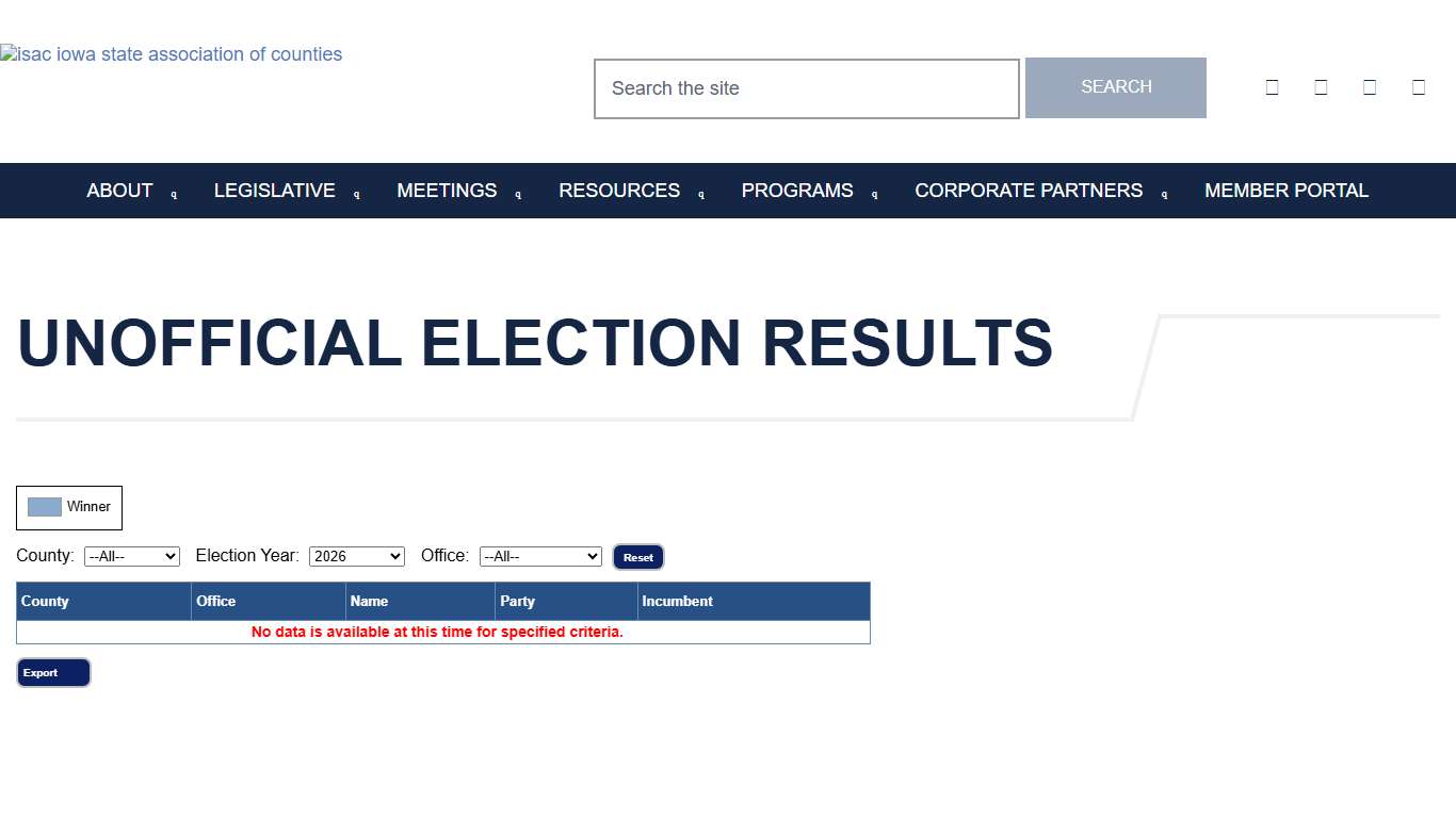 Unofficial Election Results - Iowa State Association of Counties