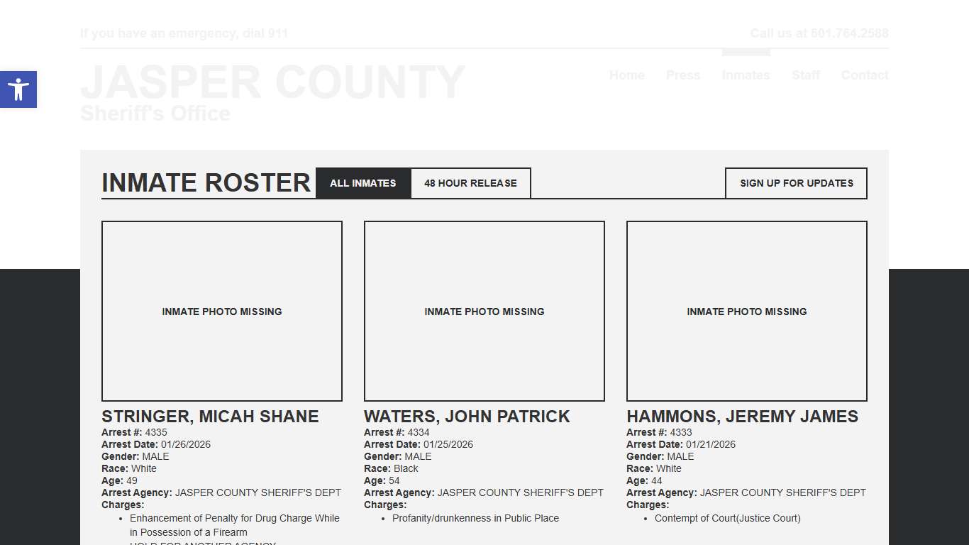 Inmate Roster Jasper SO